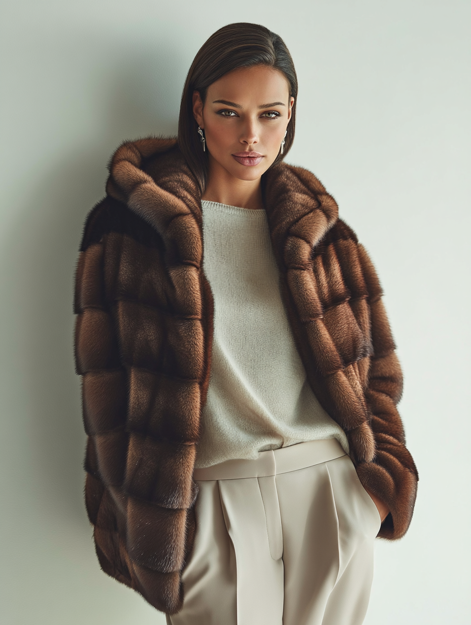 Blouson Visone Castagna