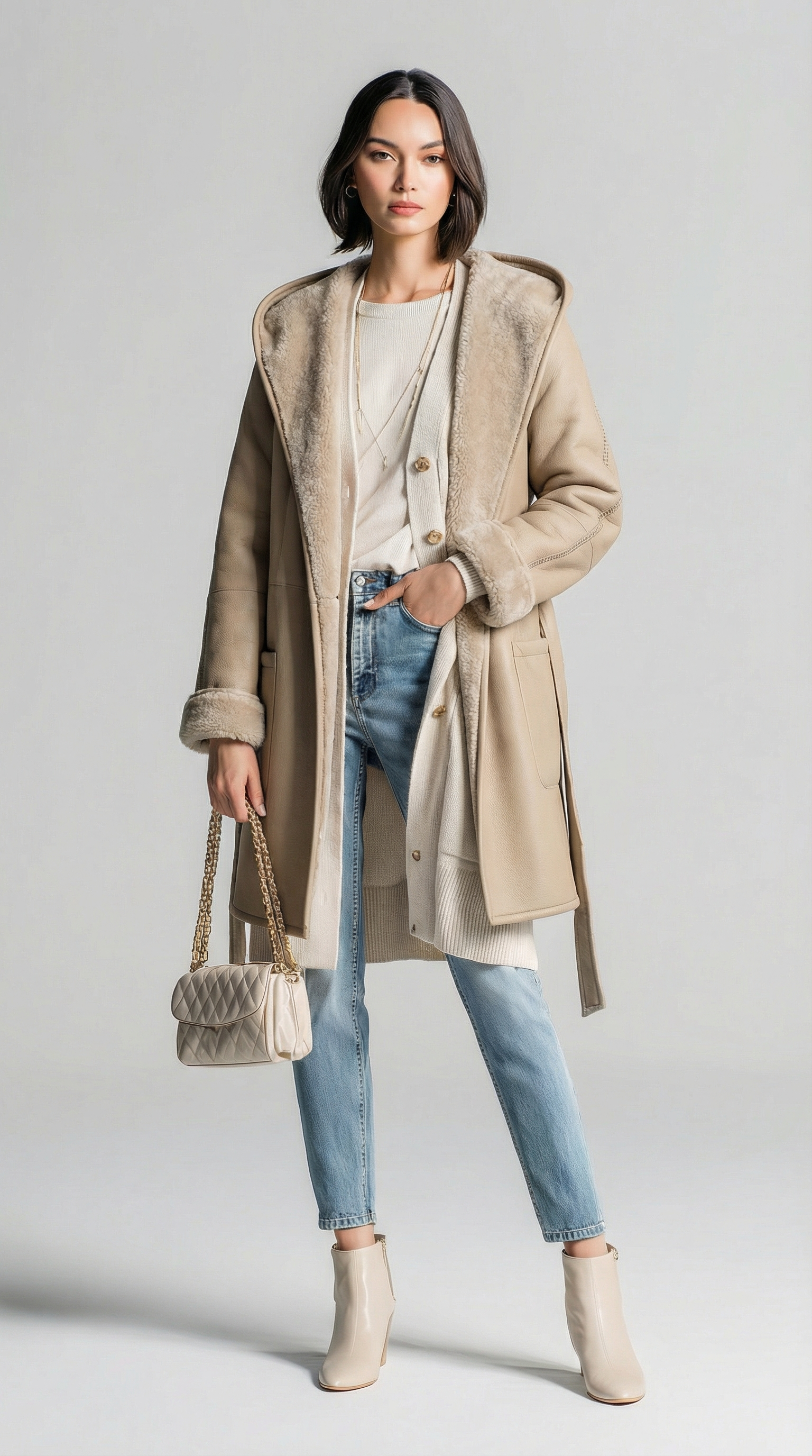 Giaccone Montone Shearling Double Ricamato