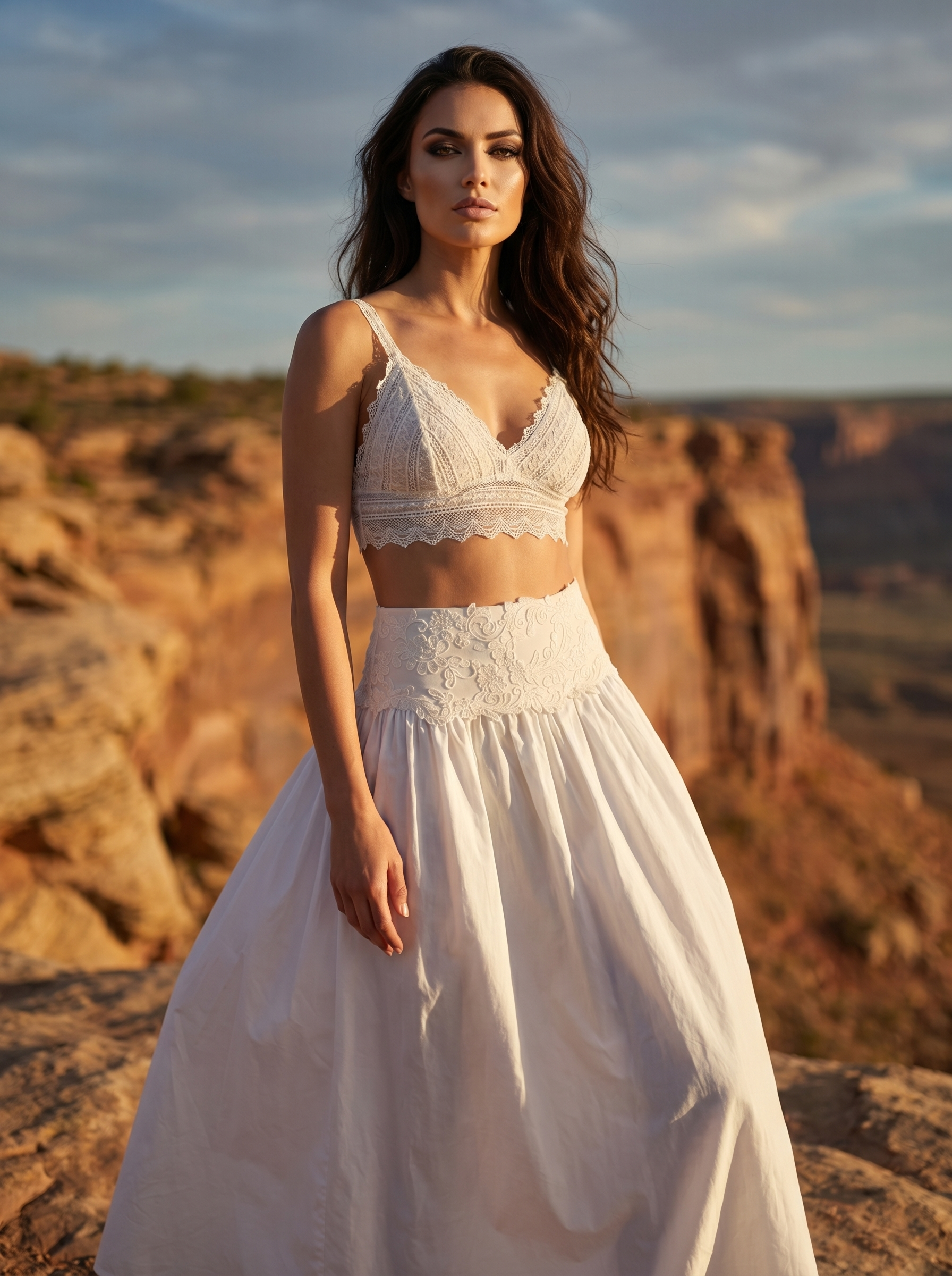 Ermanno Scervino Life – Crop Top Bralette in Pizzo Macramè – Bianco Ottico