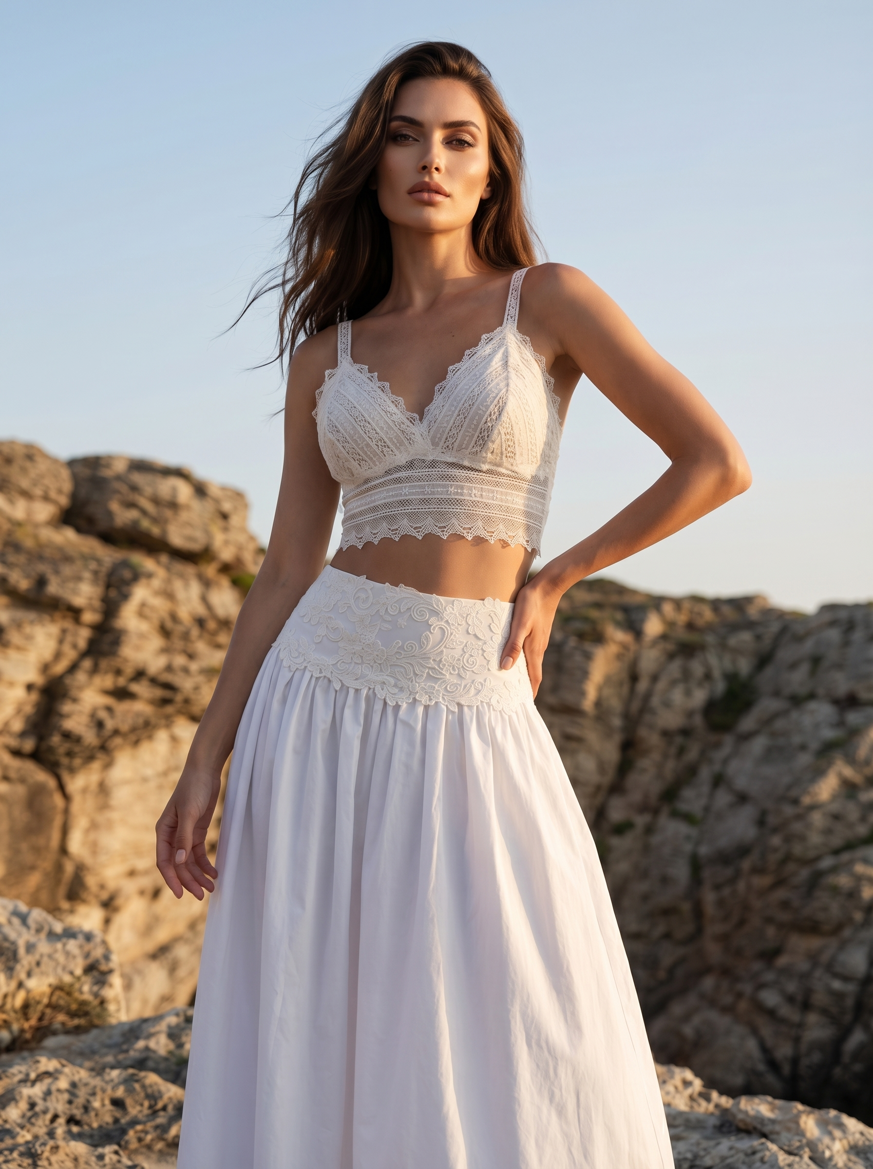 Ermanno Scervino –  Gonna Lunga Cotone  Pizzo Boho Chic