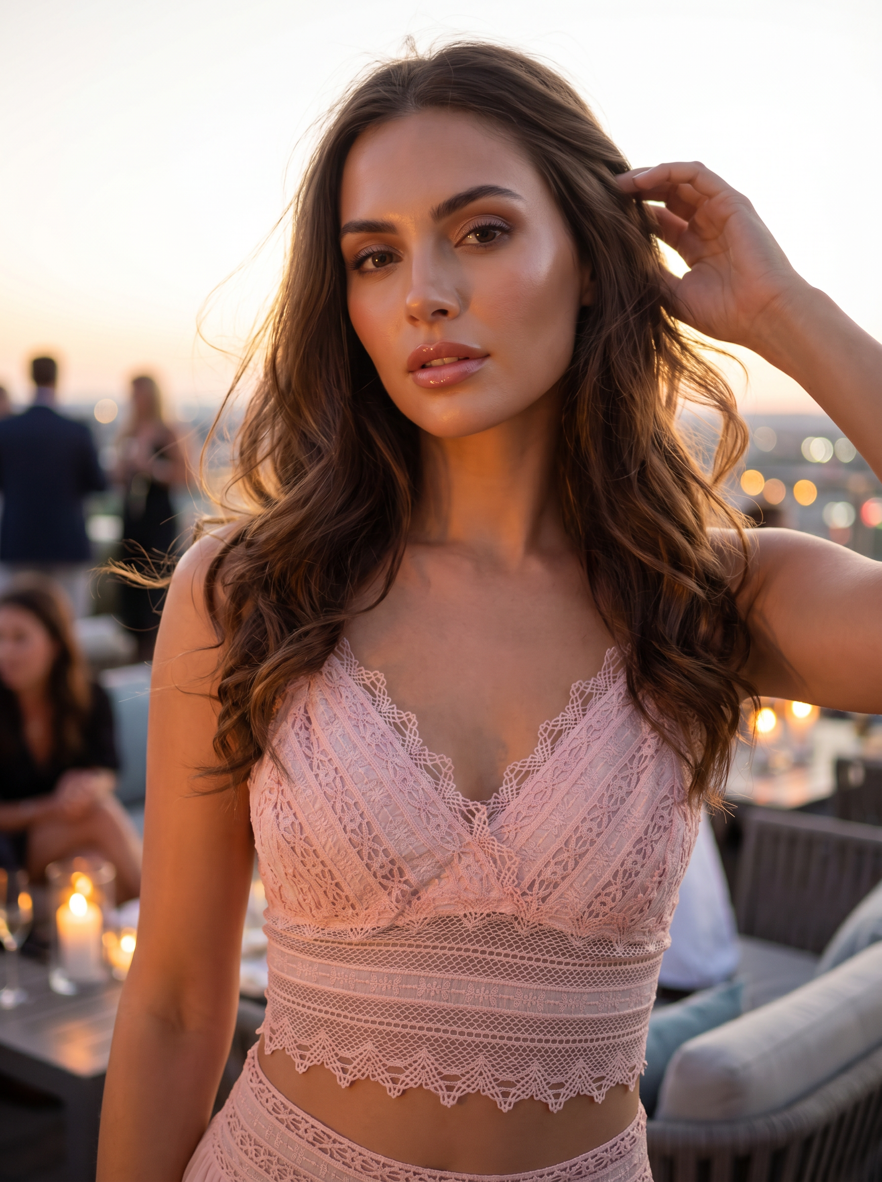 Ermanno Scervino Life – Crop Top Bralette in Pizzo Rebrodé – Rosa Cipria