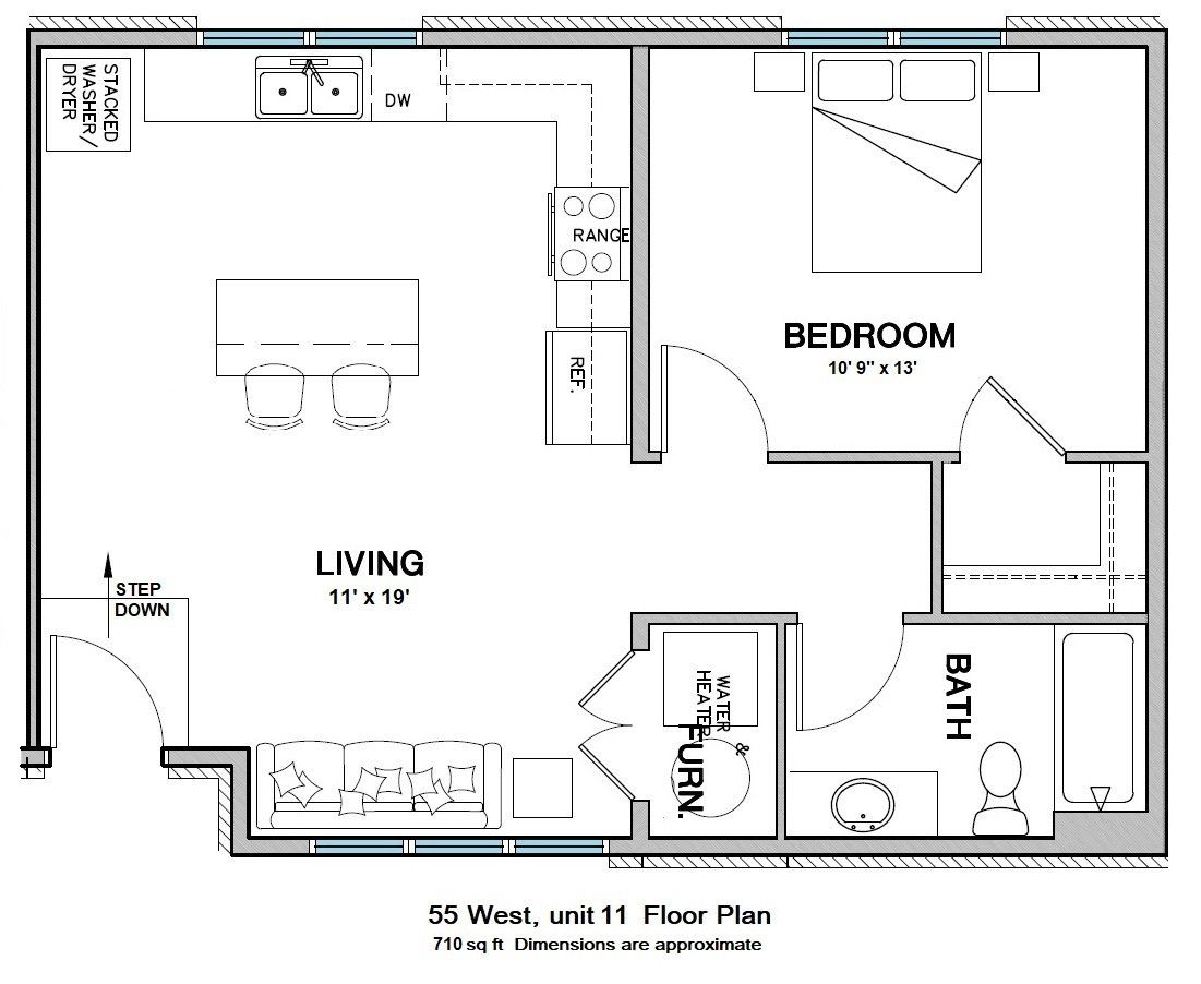 55 West Apartments floorplan