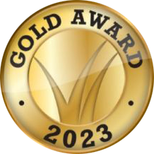 A gold award for 2023 is shown on a white background