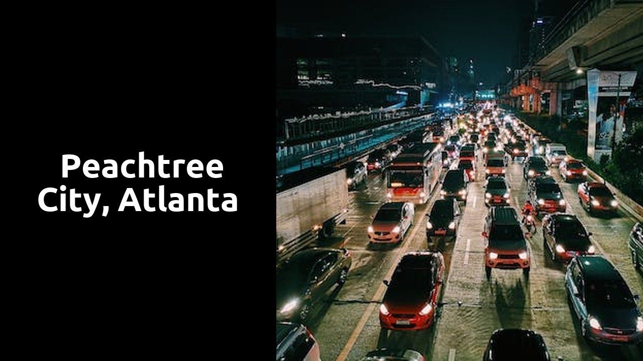 A busy highway at night in Peachtree City, Atlanta.