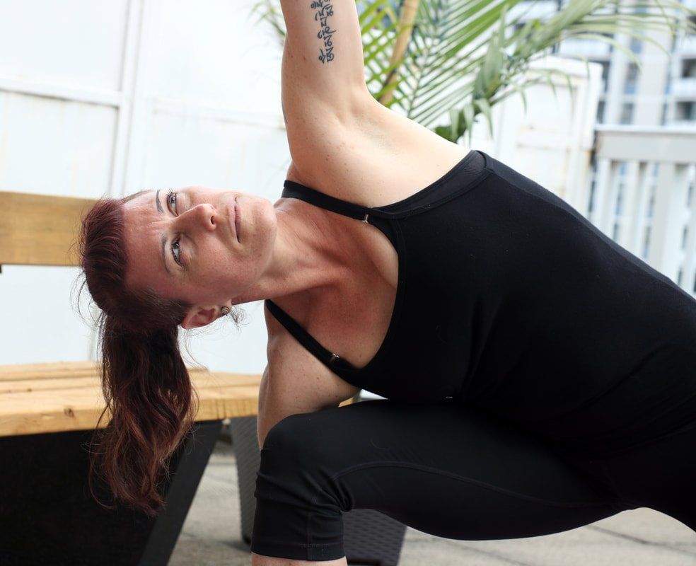 melanie schorr in extended side angle pose