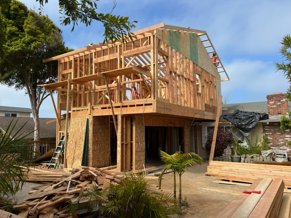 OSB sheathing in ADU framed project