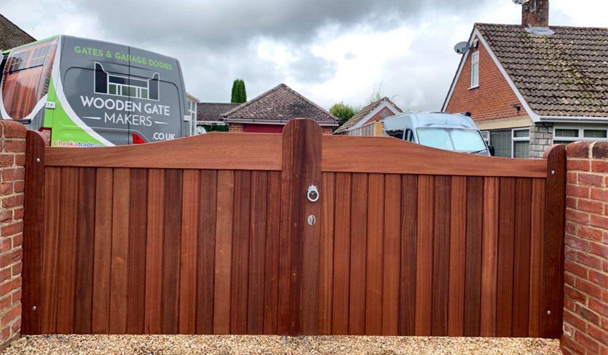 hardwood wooden driveway gate