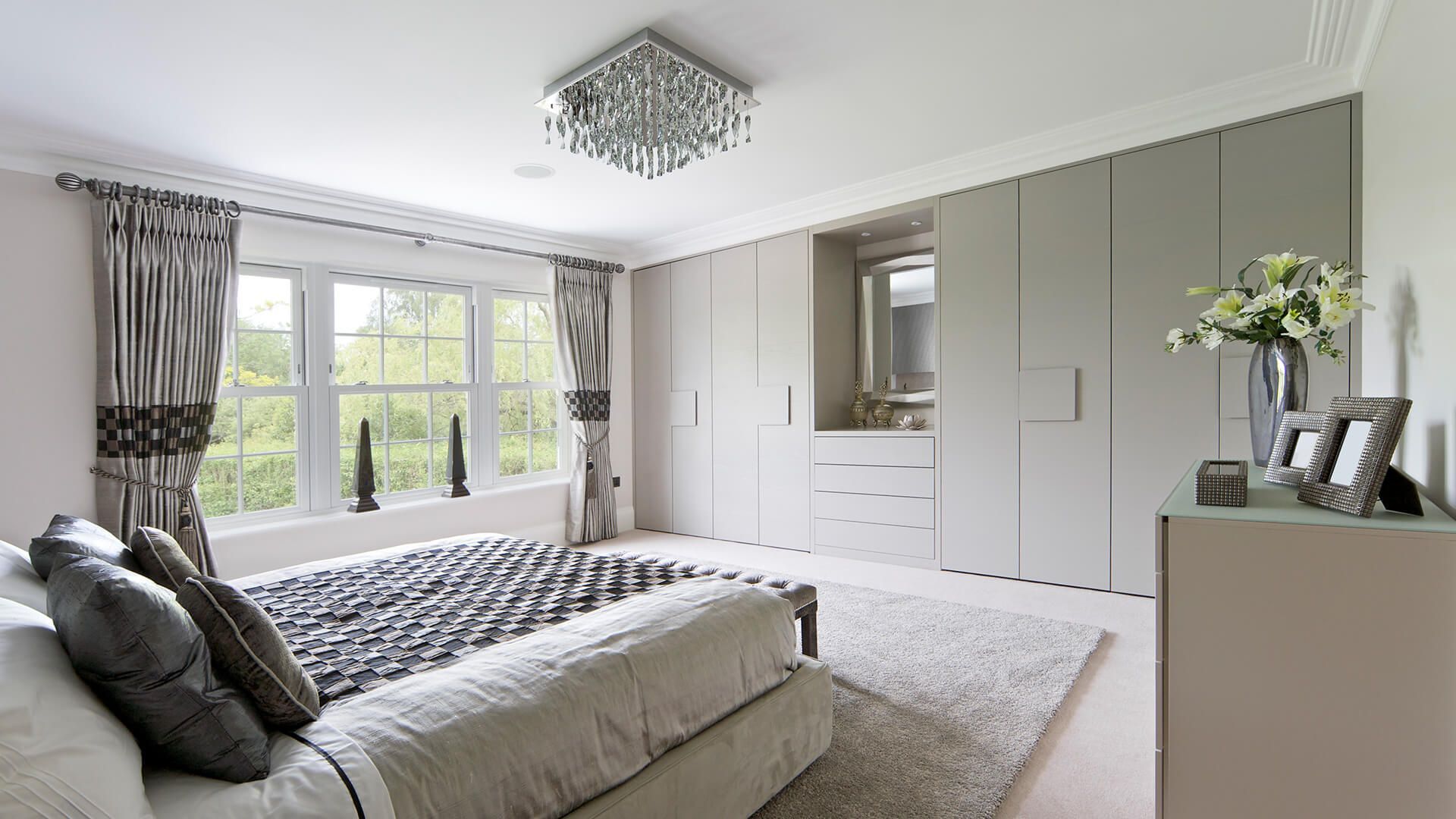 There is a large bed in the middle of the room.