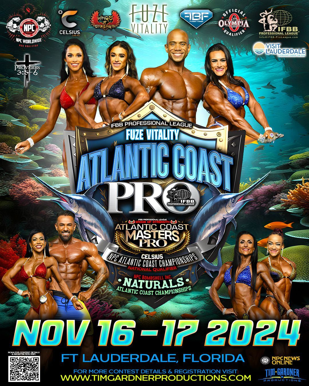 A poster for the atlantic coast pro bodybuilding competition