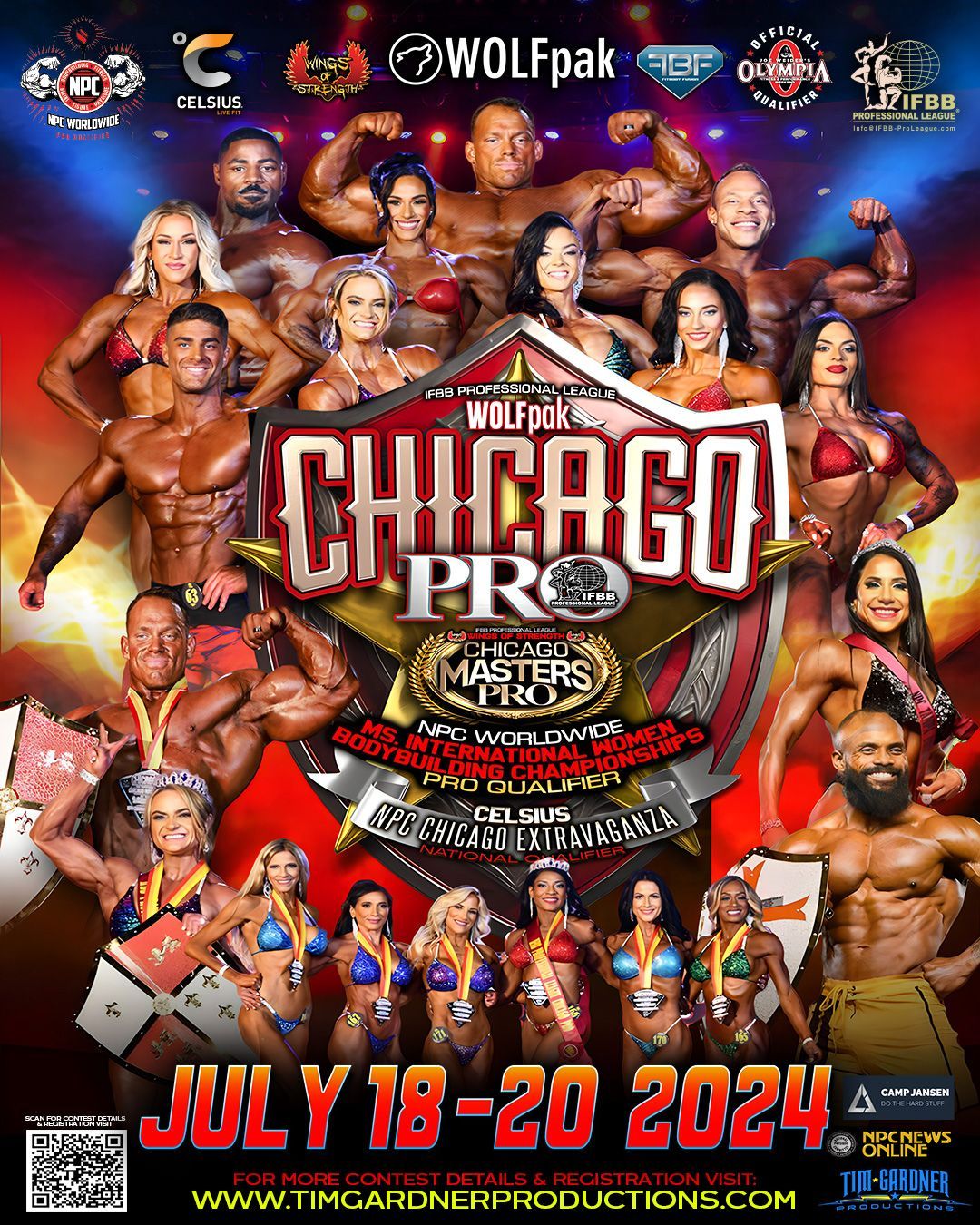 A poster for the chicago pro bodybuilding competition.