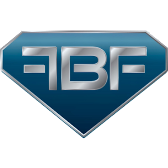 A blue and silver logo for a company called fibf