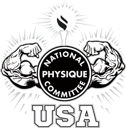 A black and white logo for the national physique committee usa