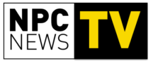 A black and white logo for npc news tv
