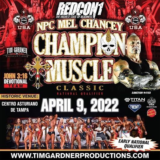 A poster for the npc mel chancey champion muscle classic on april 9 , 2022