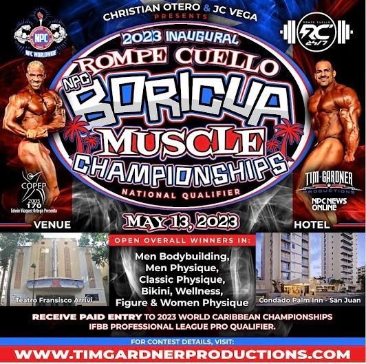 A poster for the 2023 rompe cuello muscle championships