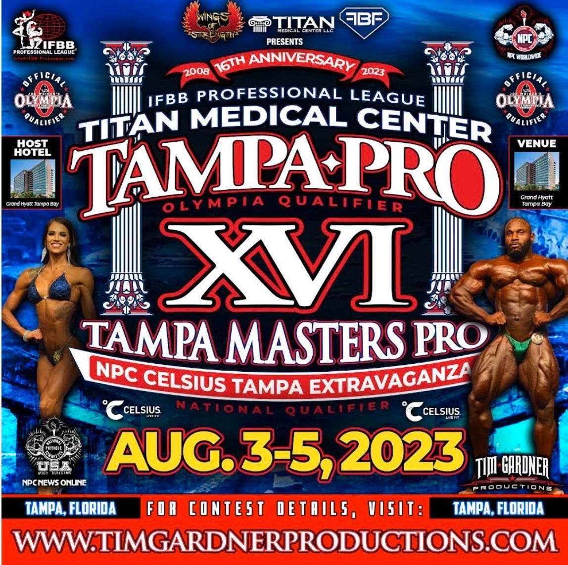 A poster for the tampa pro xvi olympia qualifier