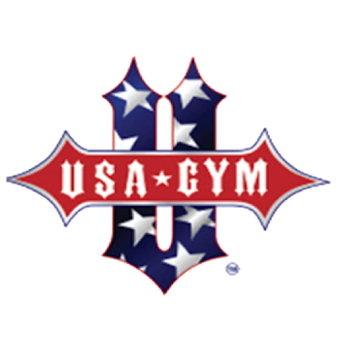 A red white and blue logo for usa gym