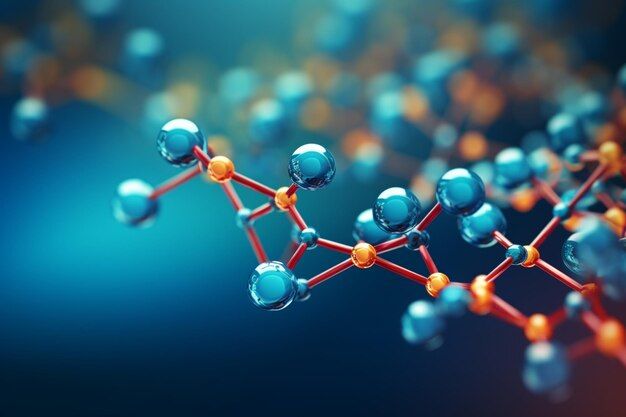 A close up of a molecule on a blue background.