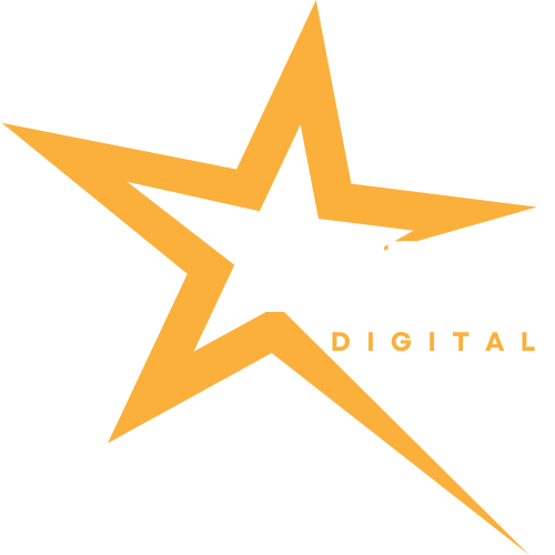 A yellow star with the word digital below it