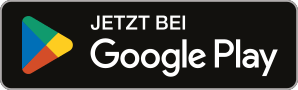 Google Play-Logo mit dem Text „JETZT BEI Google Play“ auf schwarzem Hintergrund.