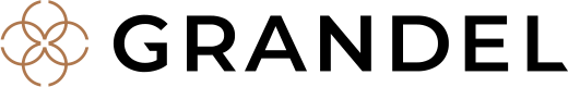 Logo der Marke GRANDEL mit einem blumenartigen Symbol auf der linken Seite und dem Markennamen in Schwarz.