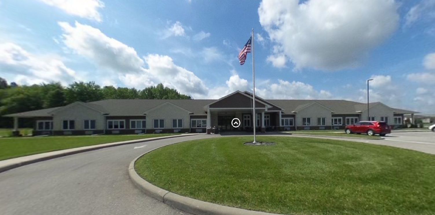 A 360 degree view of a building with a lot of windows