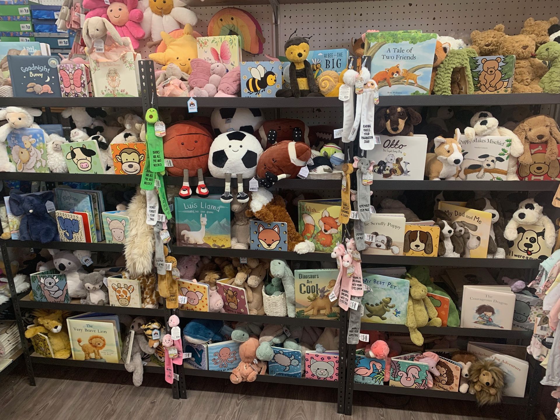 A store filled with lots of stuffed animals and books.
