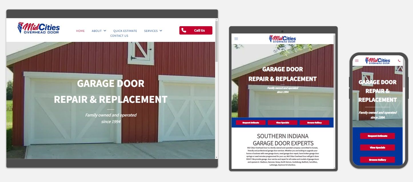 A website for a garage door repair and replacement company