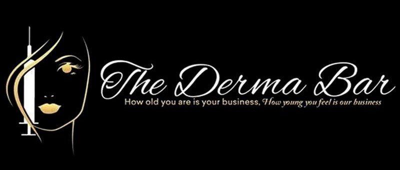 The logo for the derma bar has a woman 's face on it.