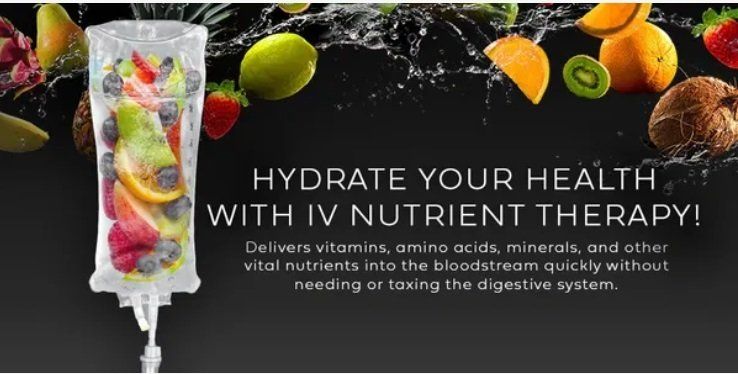 An advertisement for iv nutrient therapy that says hydrate your health with iv nutrient therapy