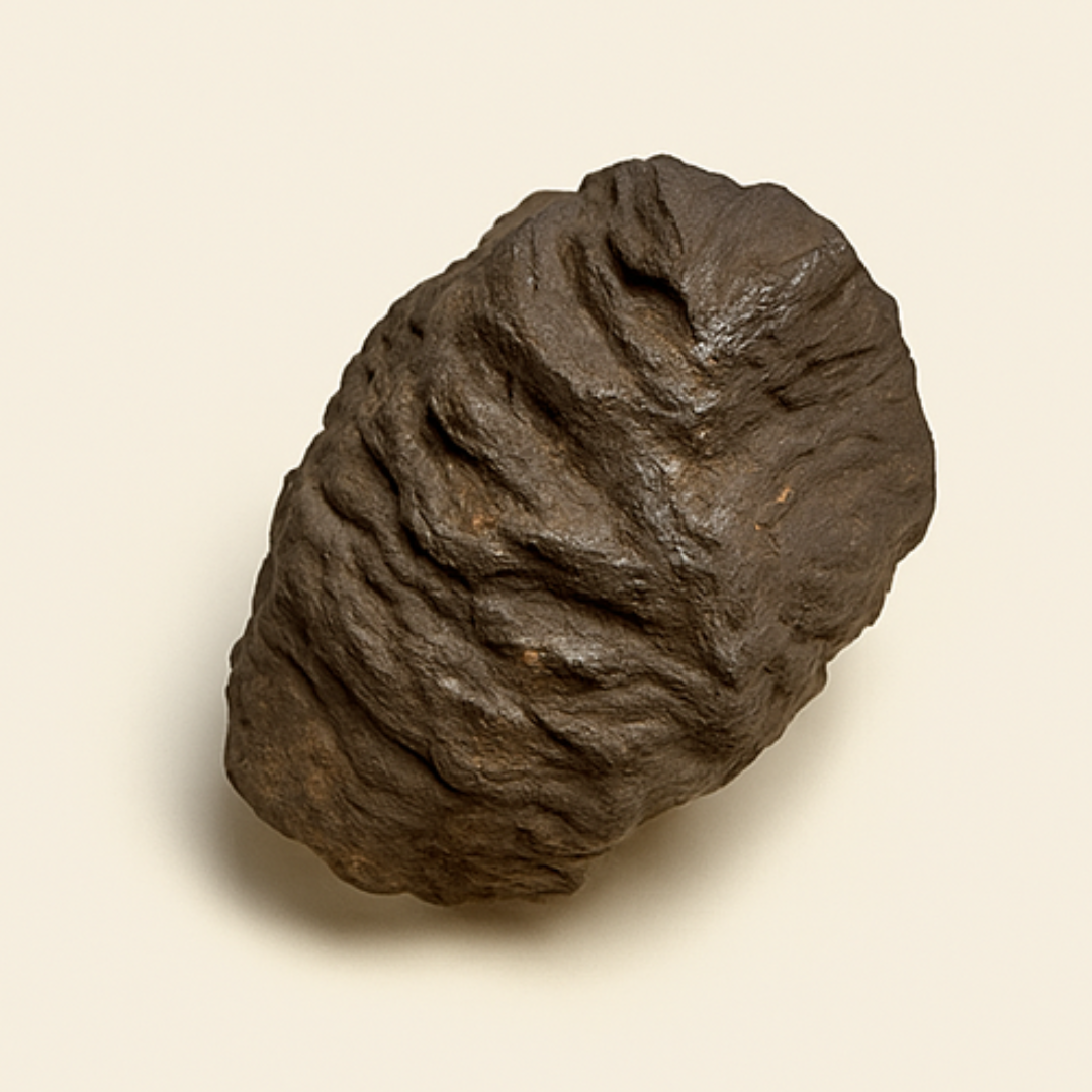 A close up of a rock on a white background