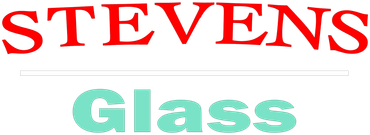 A logo for stevens glass is shown on a white background.