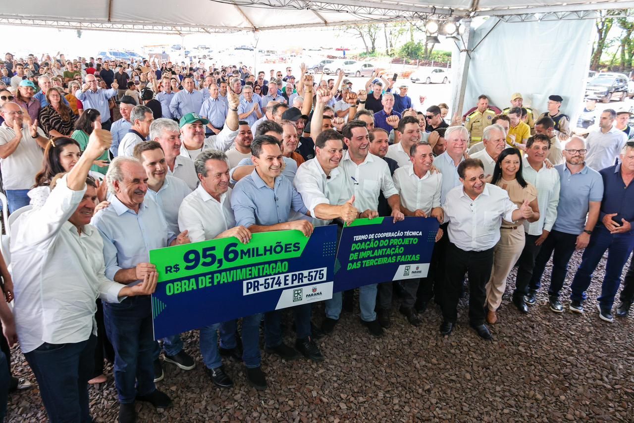 Deputado Gugu Bueno participa do início da pavimentação das rodovias PR-574 e PR-575 no Oeste do PR