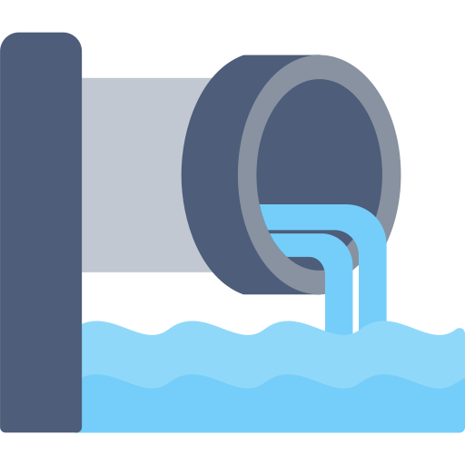 A pipe is pouring water into a body of water.