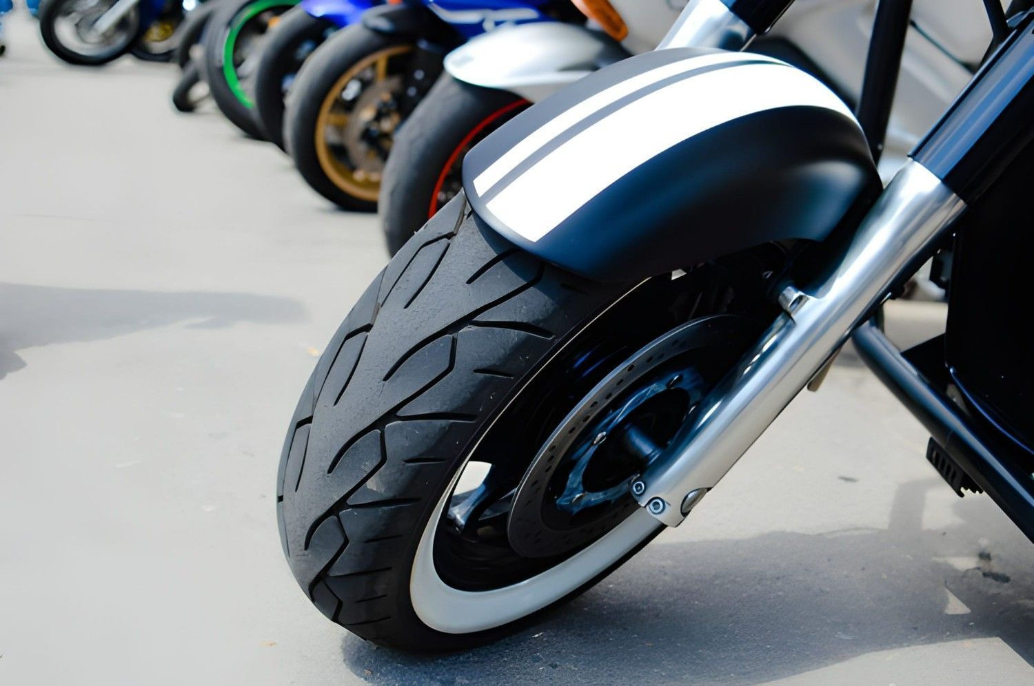 Row of Motorcycles Parked on Pavement — A1 Towing in Newcastle, NSW