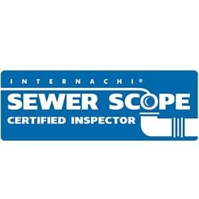 The logo for sewer scope is a certified inspector.