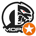 A black and white logo with a star in the middle.