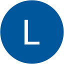 A blue circle with a white letter l inside of it.
