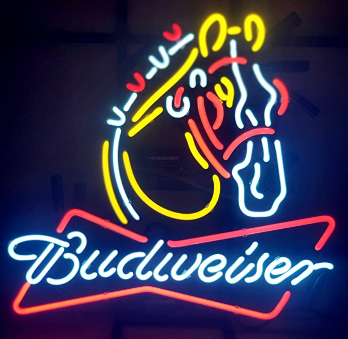 Budweiser Logo and horse neon sign