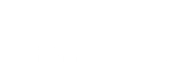 White logo with general contractor, perfect lines llc, chris riding in text