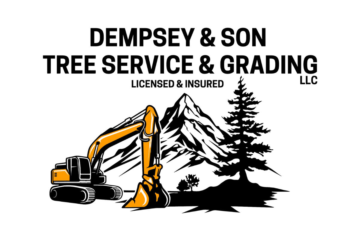 A logo for a tree service and grading company.
