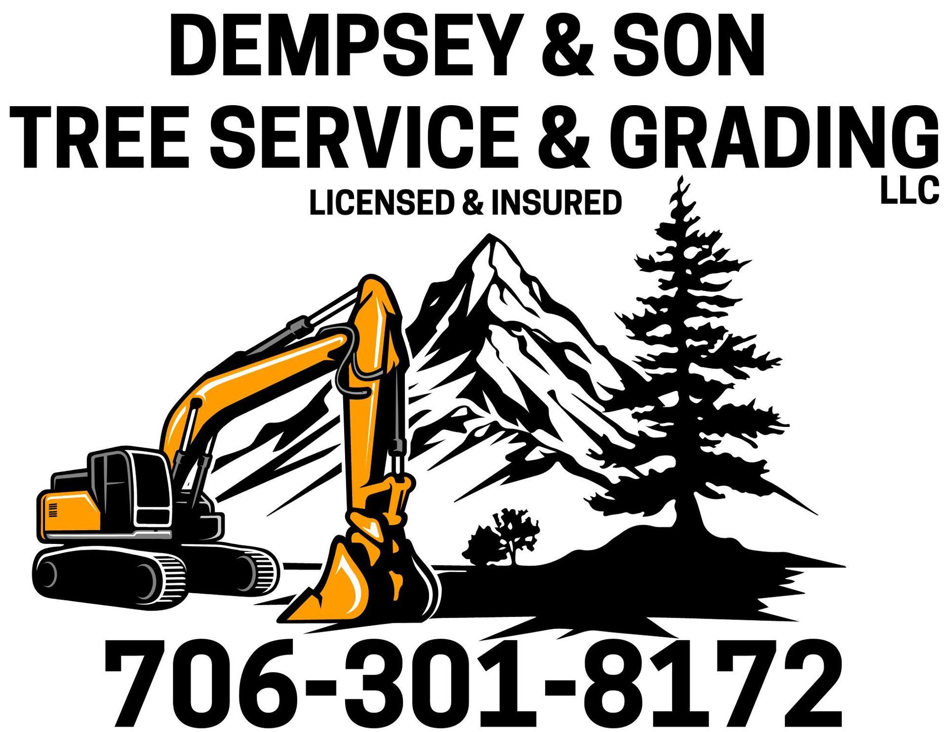 A logo for a tree service and grading company.