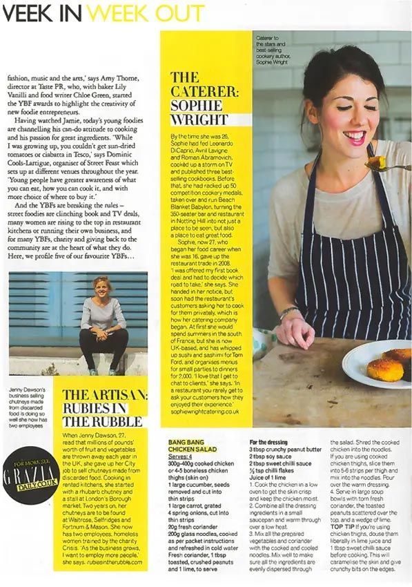 Grazia – The Caterer: Sophie Wright