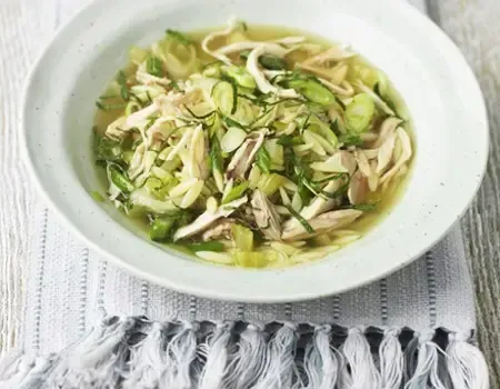 COOK ON A SHOESTRING – CHICKEN, ORZO AND SPRING ONION BROTH