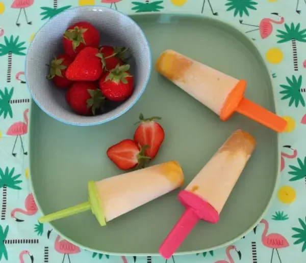 Greek Yoghurt, Coconut and Peach Lollies