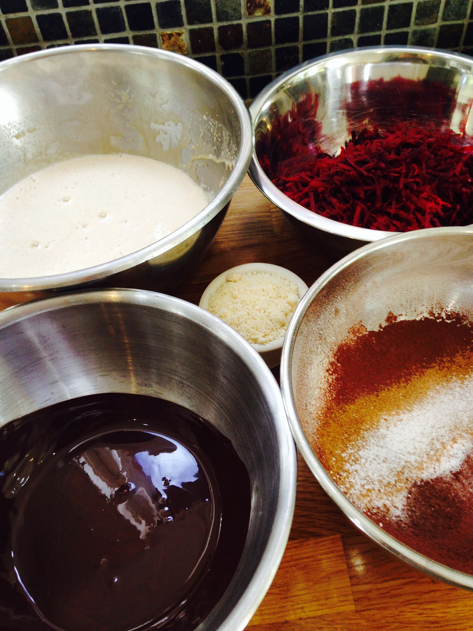 Place dry ingredients into a mixing bowl