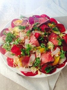 NZ Venison Salad with Beetroot, Orange and Hazelnut