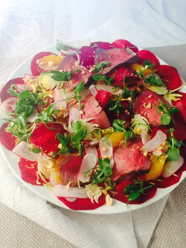 Nz Venison Salad With Beetroot, Orange and Hazelnut