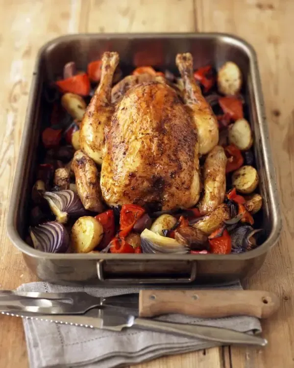 Spanish Style Roast Chicken With Roasted Vegetables