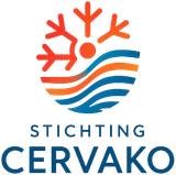 Een logo voor stichting cervako met een sneeuwvlok en golven